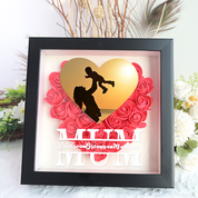 Mom Heart Photo Flower Pattern Shadow Box Gift