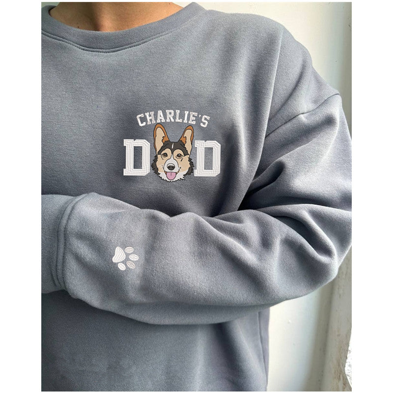 Personalized Embroidered｜Dog Dad Sweatshirt｜From Photo｜Dog Portrait