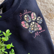 Floral｜Embroidered Sweatshirt｜Hoodie with Custom Names on Sleeve