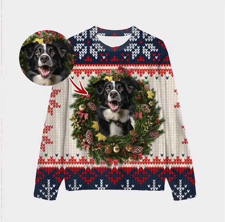 Custom Your Own Christmas Wearth Sweatshirt With Your Pet Face