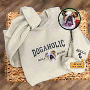 Custom Dog Embroidered Varsity Dogaholic Sweatshirt Hoodie T-shirt