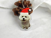 Personalized Funny Pet Wearing Santa Hat Keychain Acrylic Keychain Christmas Gift