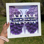 Personalized Mom Butterfly Shadow Box With Kids Name