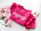 Puff Print Mama Sweatshirt With Kid Names On Sleeve