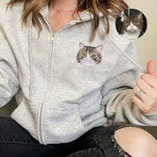 Custom Embroidered｜Pet Portrait Hoodie｜Zip Up Hoodie