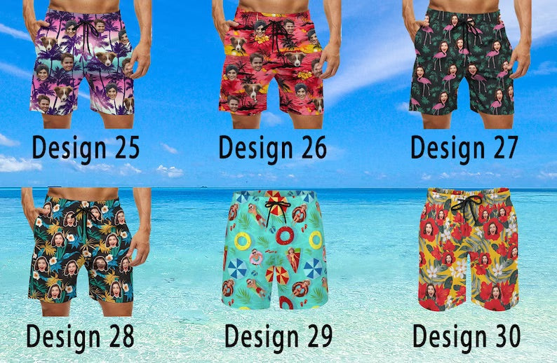 Custom Men's Swim Trunk Face Swim Shorts Personalized Beach Shorts