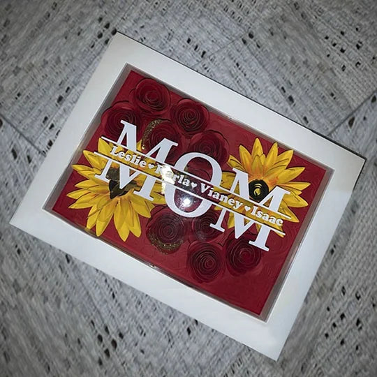 Personalized Mom Flower Shadow Box With Name For Mother's Day