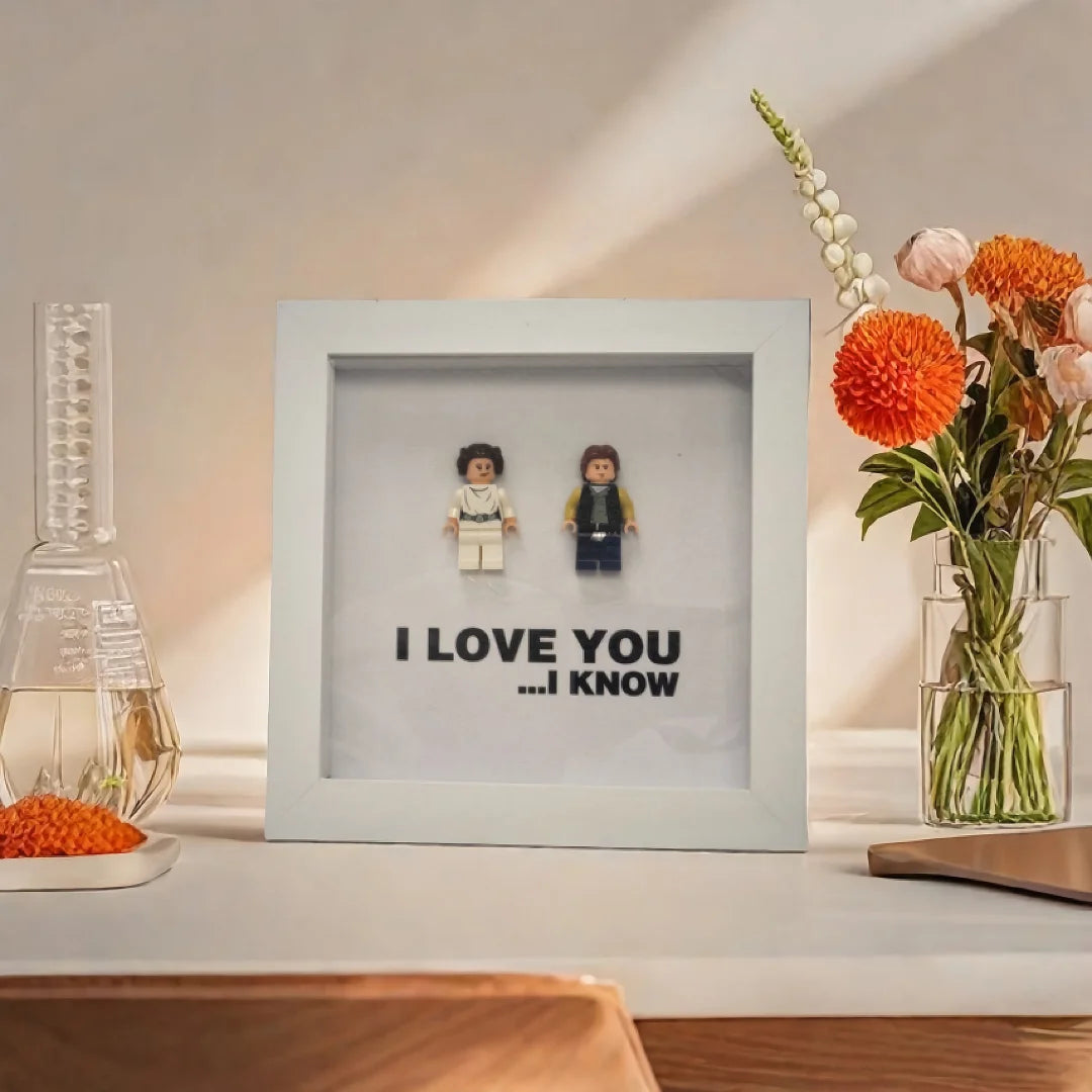 I Love You I Know | Princess Leia & Han Solo | Mini Figure | Star Wars | Frame | Gift | Love | Valentine's Day