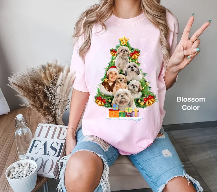 Custom Pet Photo Christmas Tree Shirt | Vintage 90s Shirt