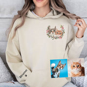 Custom Pet Portrait｜Embroidered｜Dog Mom Floral Sweatshirt｜Hoodie