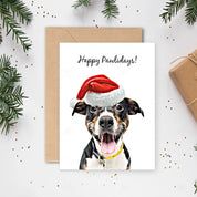 Custom Christmas Cards With Pet Portrait From Photo Custom Dog Christmas Greeting Card