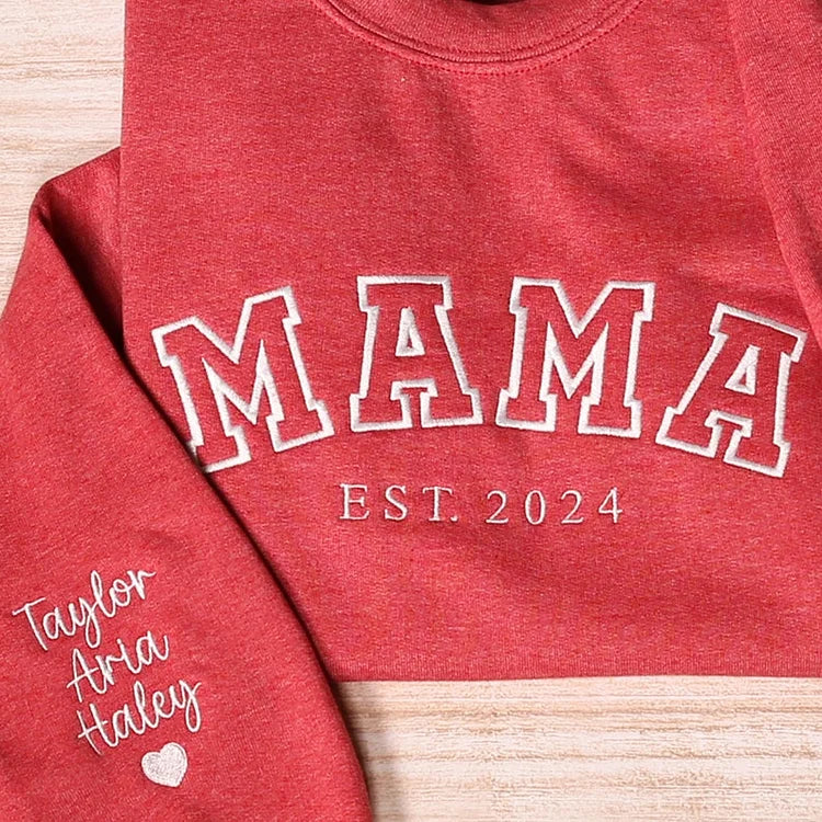 Personalized Mama｜Embroidered Sweatshirt｜With Date & Name