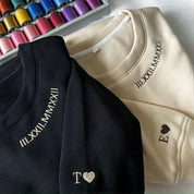 Personalized Roman Numeral Embroidered Sweatshirt for Couples