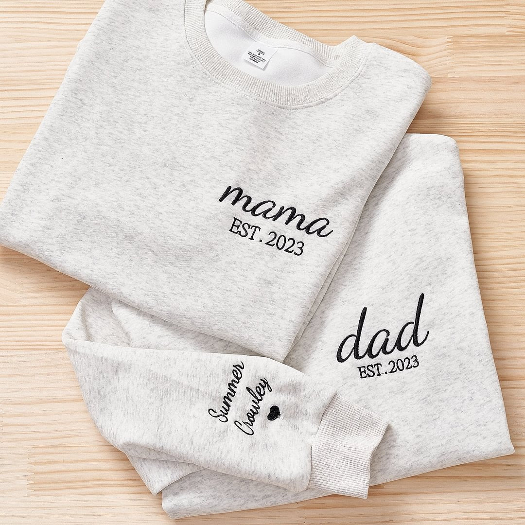 Custom Embroidered DAD/MOM Sweatshirt with EST Year