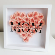 Mum Heart Shaped Monogram Flower Shadow Box Gift For Mothers