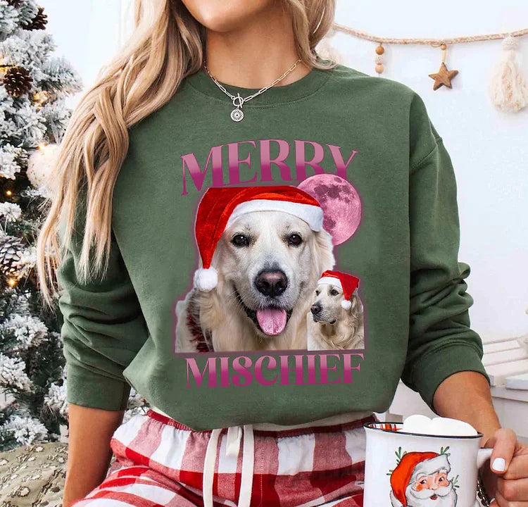 Merry Christmas Custom Bootleg Dog Tee Sweatshirt