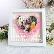 Grandma Heart Photo Flower Pattern Shadow Box Gift