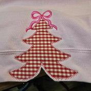 Merry Christmas Tree Plaid Side Bow Applique Sweatshirt