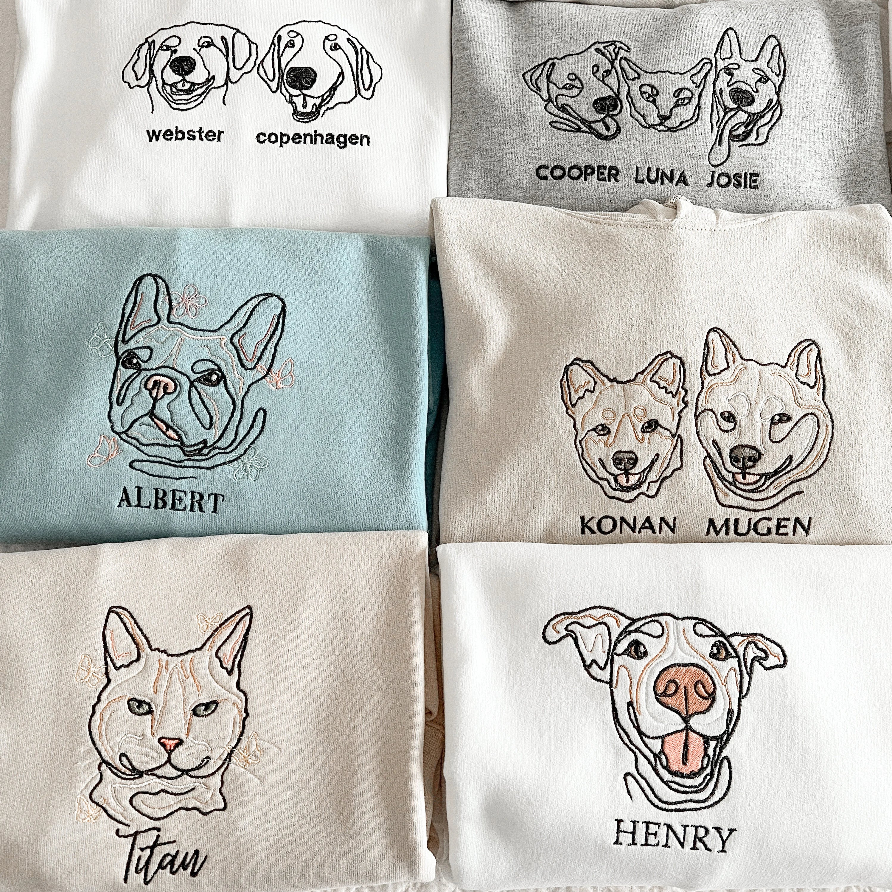 Embroidered Pet Sweater｜Sweatshirt Custom｜Portrait Photo｜Outline Hoodie