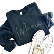 Puff Print Mama Sweatshirt With Kid Names On Sleeve