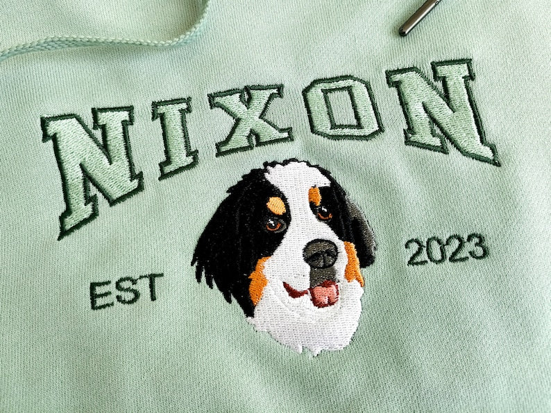 Custom Dog Hoodie｜Embroidered Dog Name｜Personalized Pet Face Sweatshirt