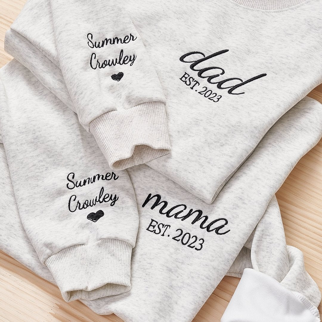 Custom Embroidered DAD/MOM Sweatshirt with EST Year