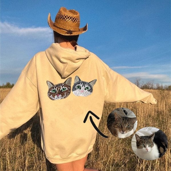 Custom Embroidered | Pet Portrait Hoodie | Embroidered Pet Portrait on the Back