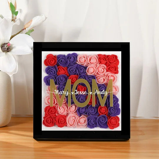 Custom Name Frame Mom Flower Shadow Box