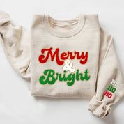 Merry and Bright Chenille Patch Sweatshirt- Best Christmas Gift