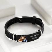 Custom Men's Photo Engraved Bracelet Wedding Gift For Anniversary Or Newly Married Couple Personalized Bracelet