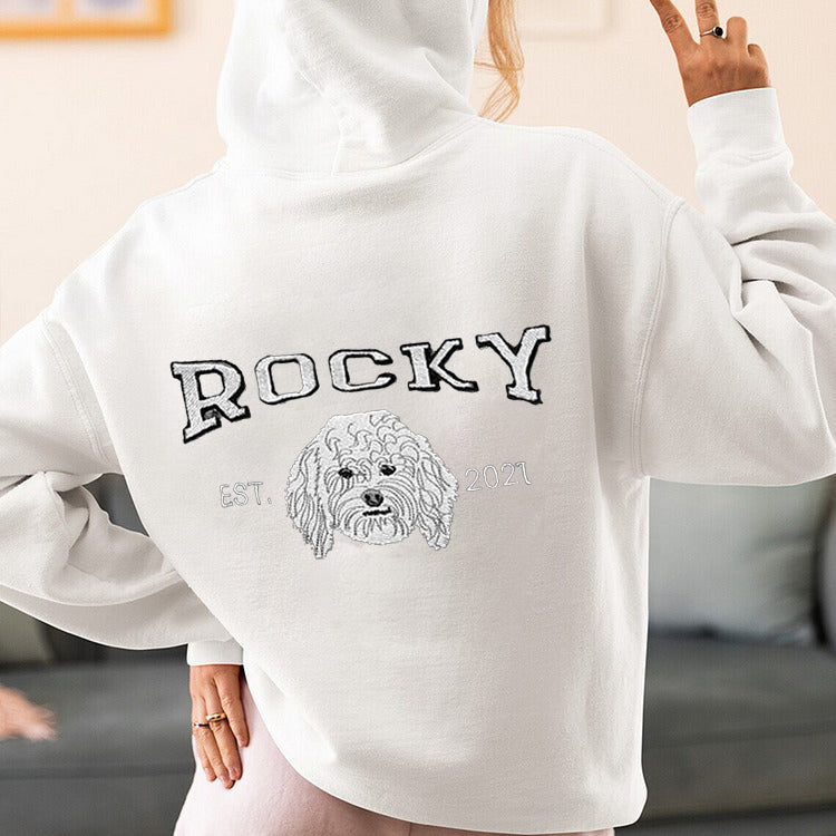 Personalized Embroidered | Sweatshirt with Pets Name | On Back of Sweatshirt