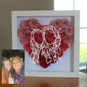 Custom Heart Line Art Flower Shadow Box