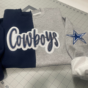 Dallas Cowboys Sweatshirt |  Glitter Appliqué | Embroidered Fan Apparel