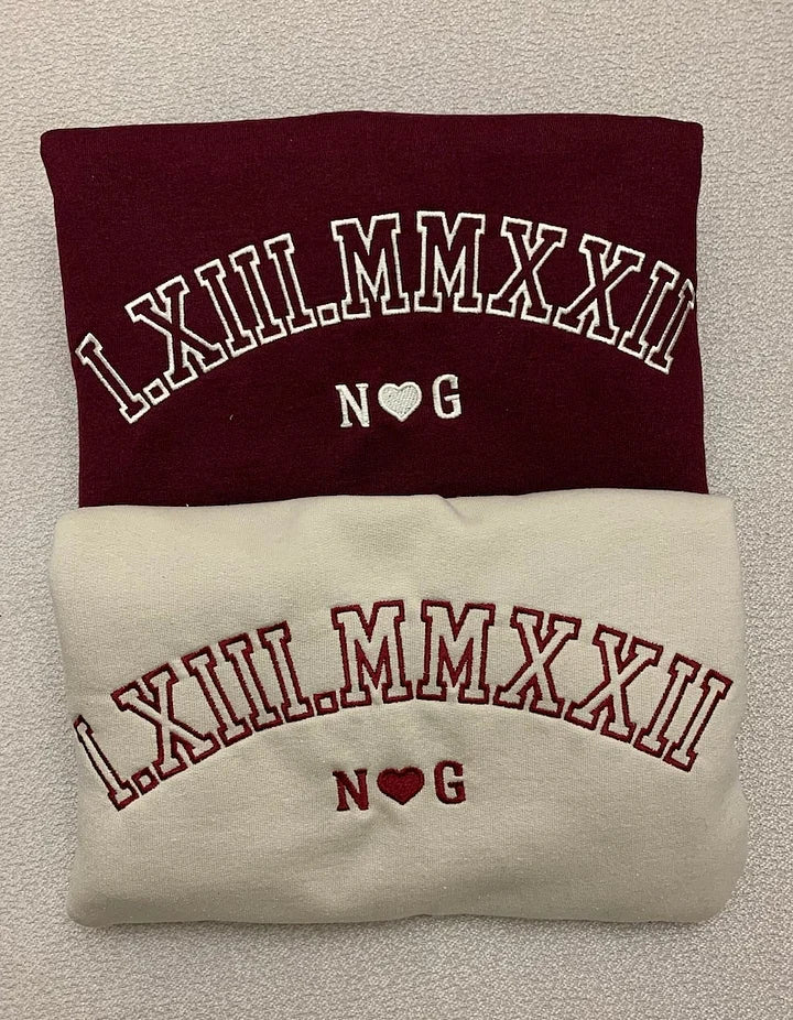 Custom Embroidered Roman Numeral Crewneck