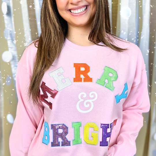 Merry and Bright Sequin Graphic Sweatshirt