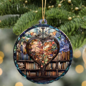 Personalized Bookshelf Stained Glass Ornament