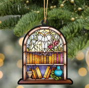 Personalized Bookshelf Stained Glass Ornament