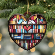 Personalized Bookshelf Stained Glass Ornament