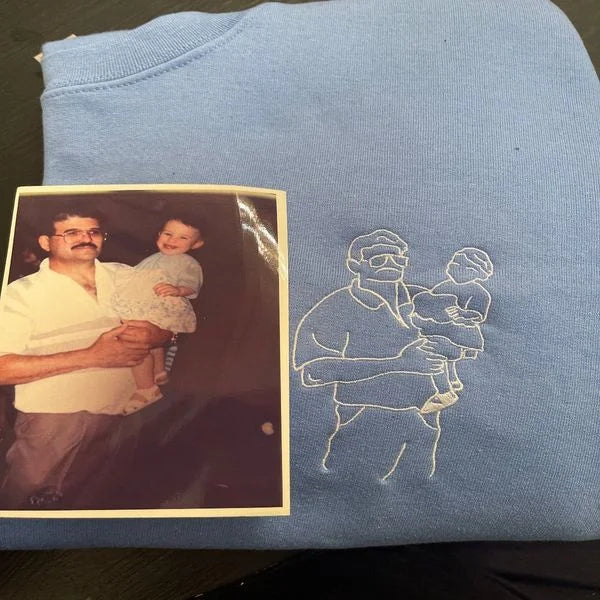 Individuell besticktes Porträt-Foto-Sweatshirt, einzigartige Geschenke für Papa