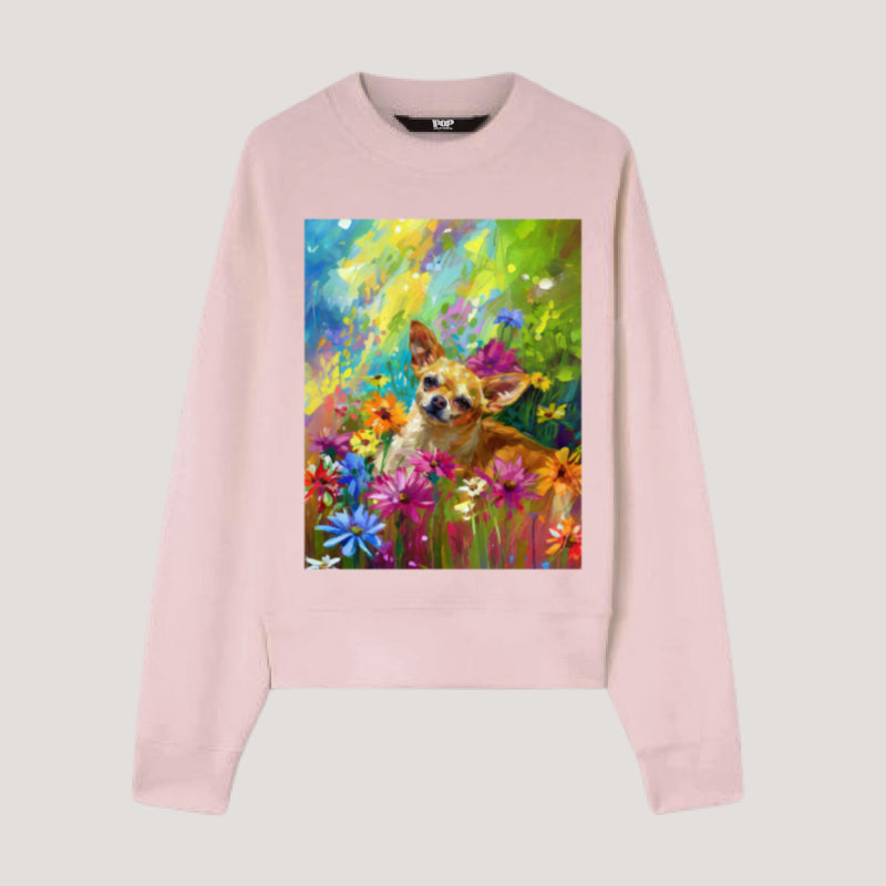 Garden Series｜Puppy Oil Painting Style｜Chihuahua Art T-shirt｜Dog Memorial Gifts Sweatshirt