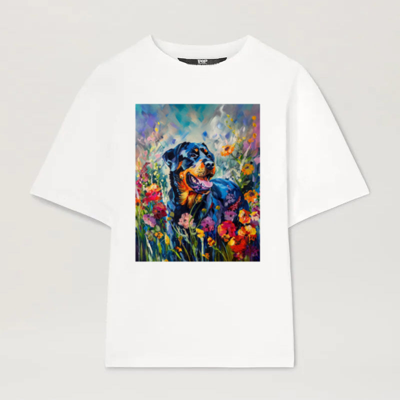 Garden Series｜Puppy Oil Painting Style｜Rottweiler Art T-shirt｜Dog Memorial Gifts Sweatshirt