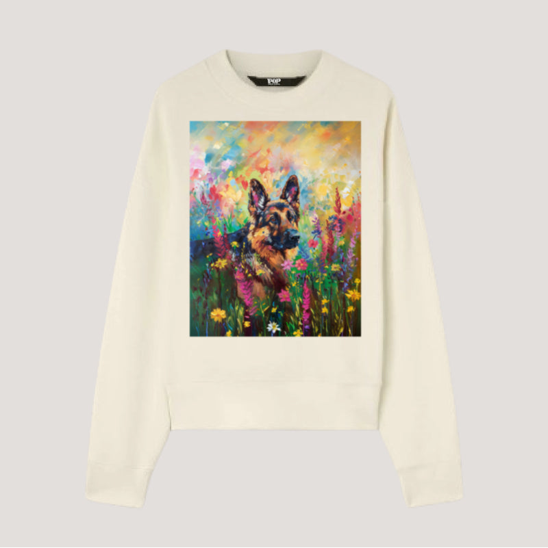 Garden Series｜Puppy Oil Painting Style｜German shepherd Art T-shirt｜Dog Memorial Gifts Sweatshirt