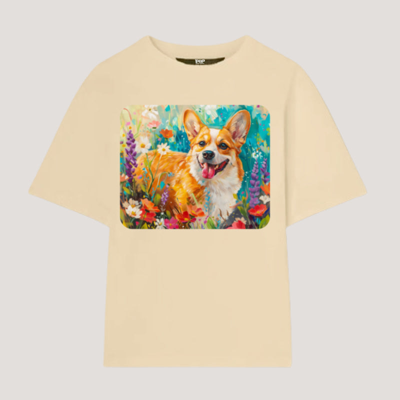 Garden Series｜Puppy Oil Painting Style｜Corgi Art T-shirt｜Dog Memorial Gifts Sweatshirt