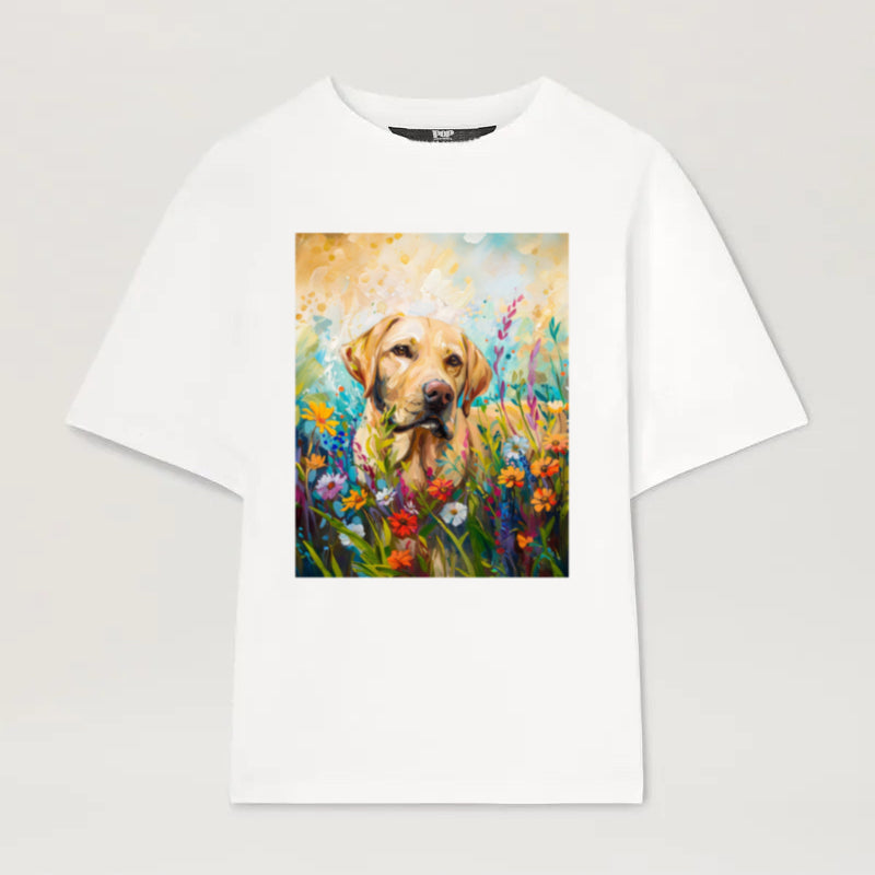 Garden Series｜Puppy Oil Painting Style｜Golden Retriever Art T-shirt｜Dog Memorial Gifts Sweatshirt