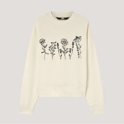 Embroidered wildflowers Sweatshirt｜Minimalistic Embroidered｜Flower Crewneck