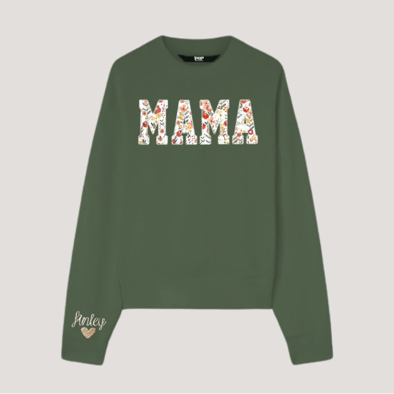 Mama Sweatshirt｜Embroidered Mama Sweatshirt｜Floral Sweatshirt