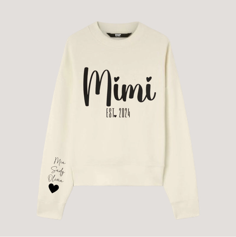 Custom Mimi Sweatshirt with Children Name on Sleeve