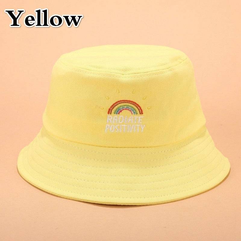 Foldable Embroidered Rainbow Bucket Hat