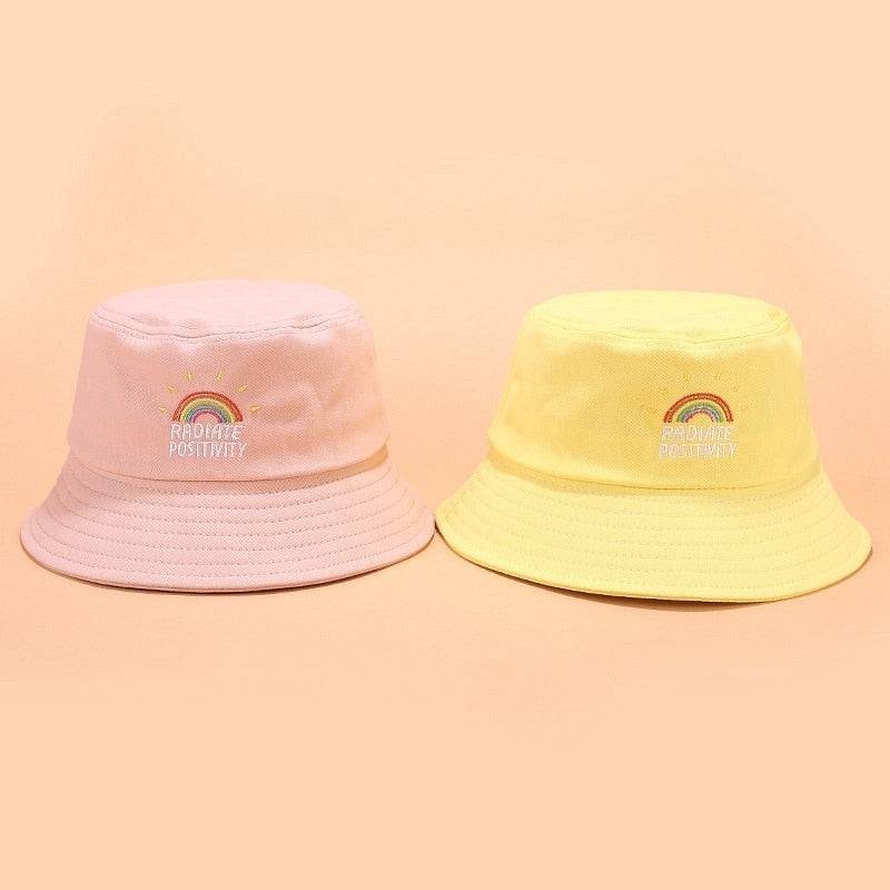 Foldable Embroidered Rainbow Bucket Hat