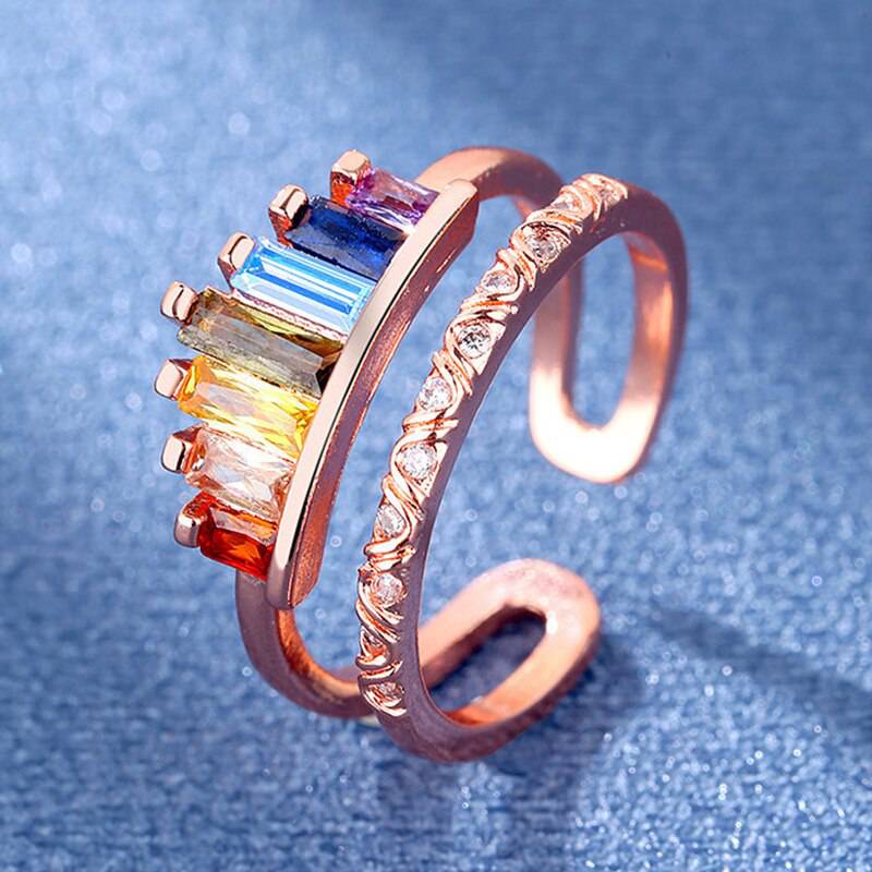 Rainbow Vintage Crown LGBT Heart Open Ring